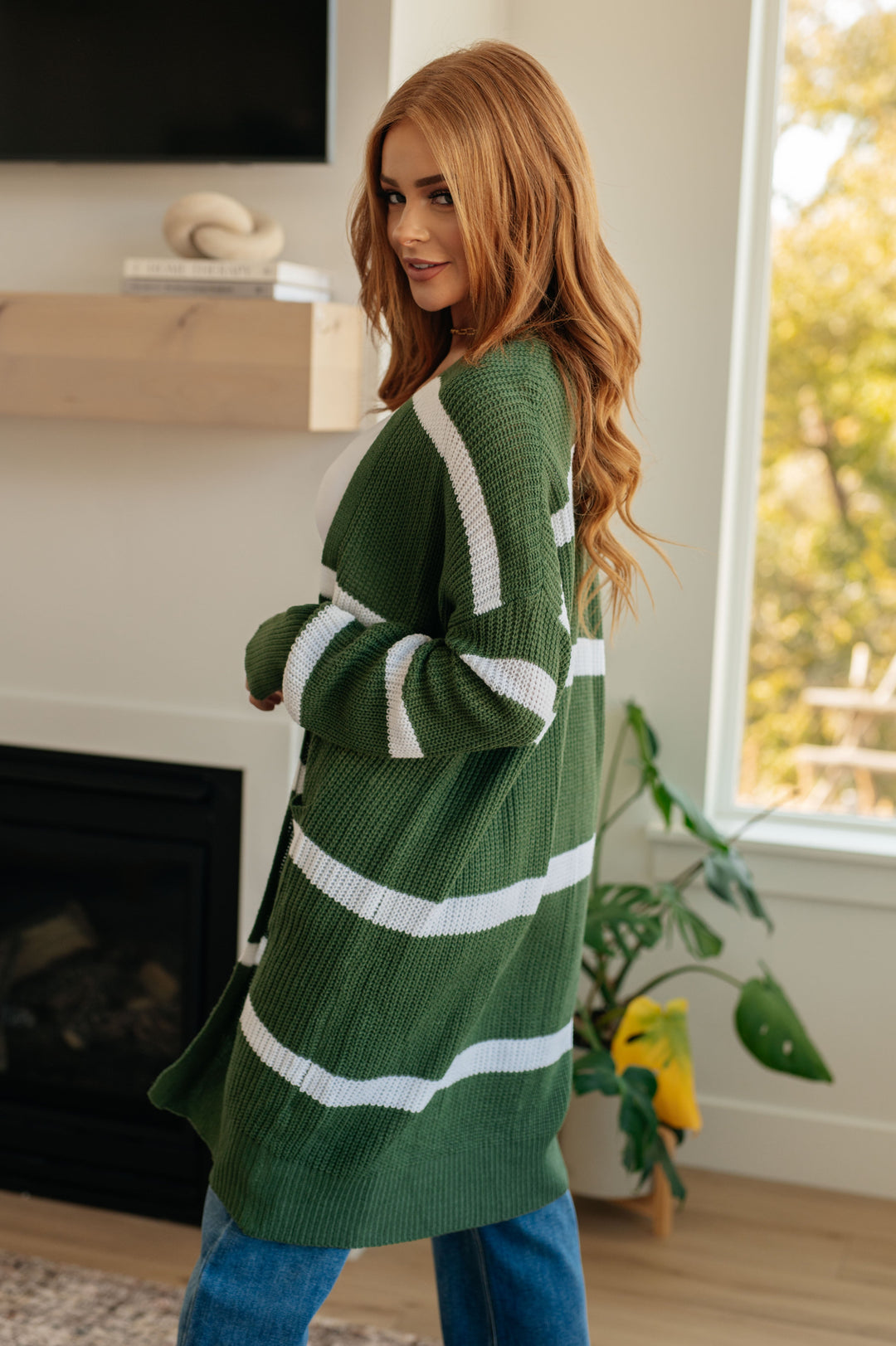 Womens - Brighter Is Better Striped Cardigan In Green