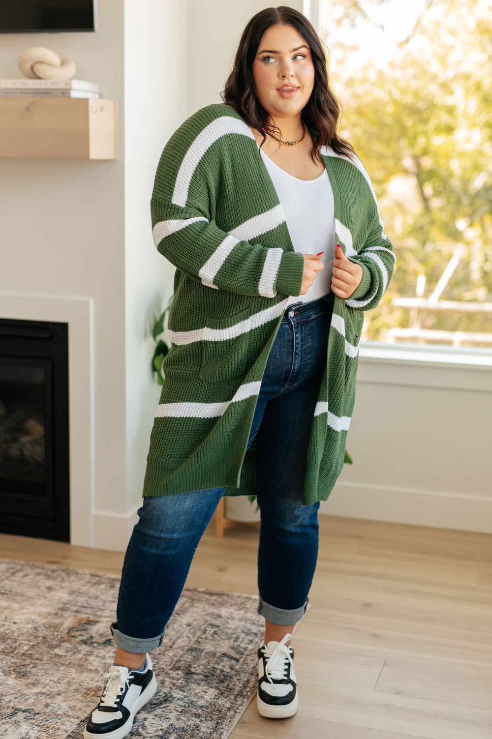 Womens - Brighter Is Better Striped Cardigan In Green
