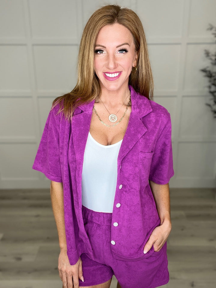 Womens - French Terry Button Down Top In Two Colors