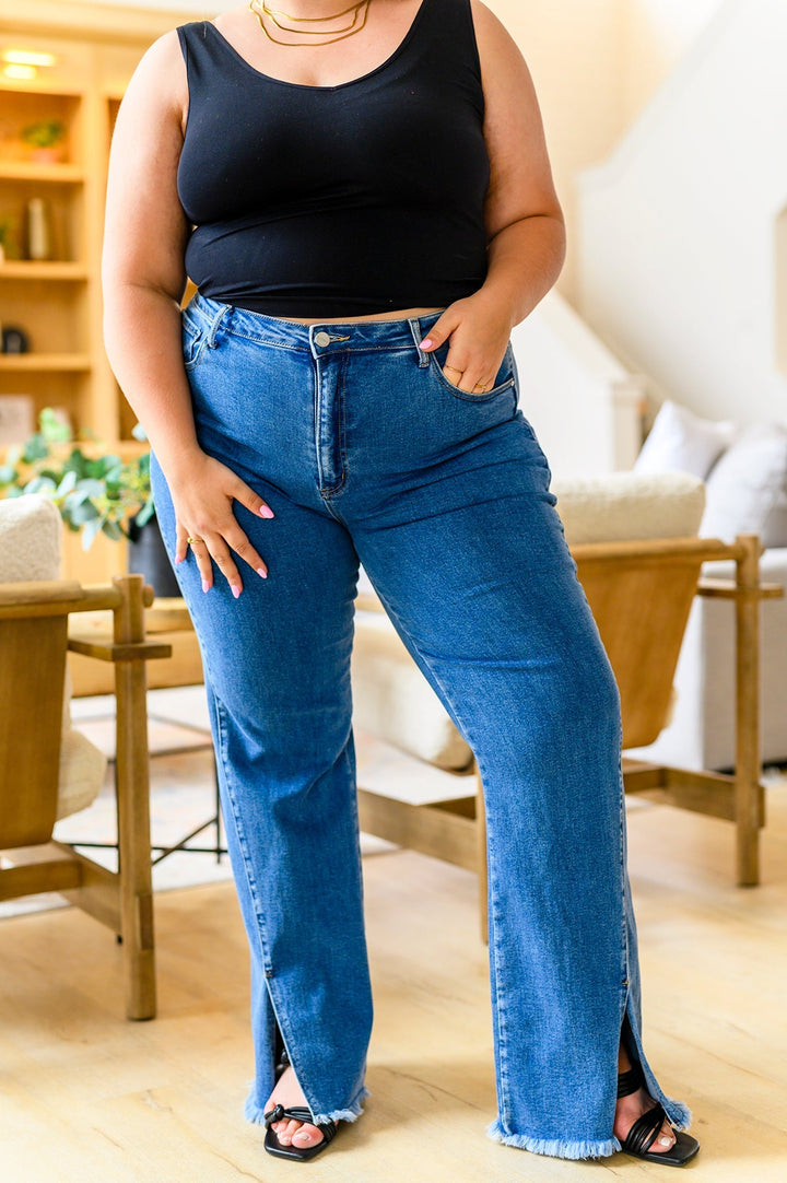 Womens - Caitlin High Rise Split Hem Straight Jeans