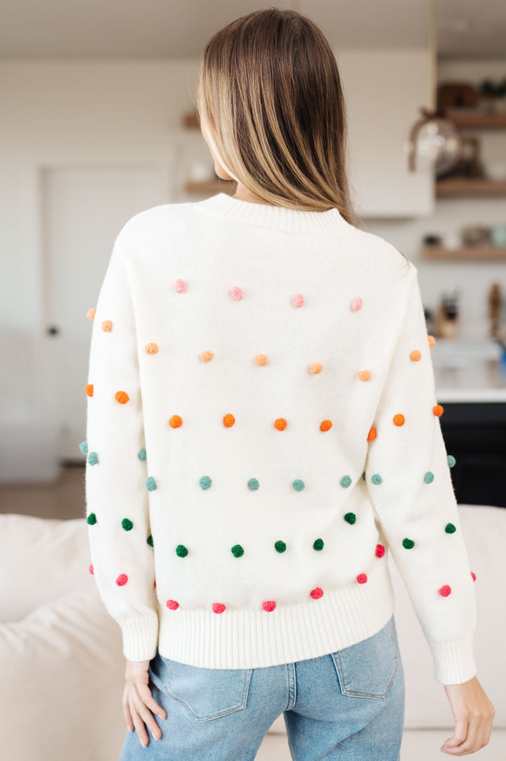 Womens - Candy Buttons Pom Detail Sweater