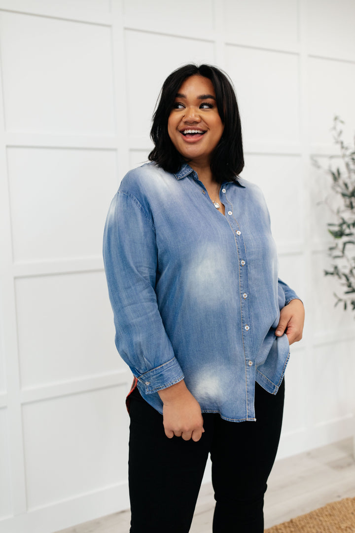 Womens - Checkered Denim Patch Shirt