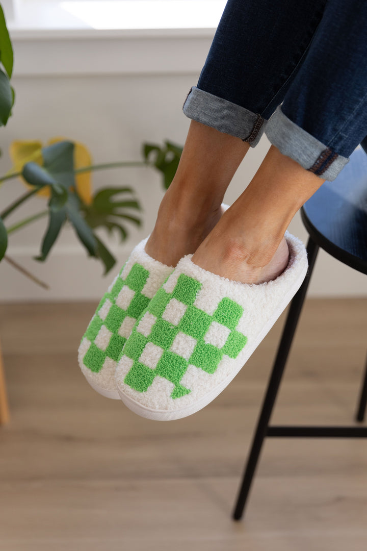 Womens - Checked Out Slippers In Green