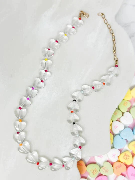 Womens - PREORDER: Clear Heart Chunky Necklace