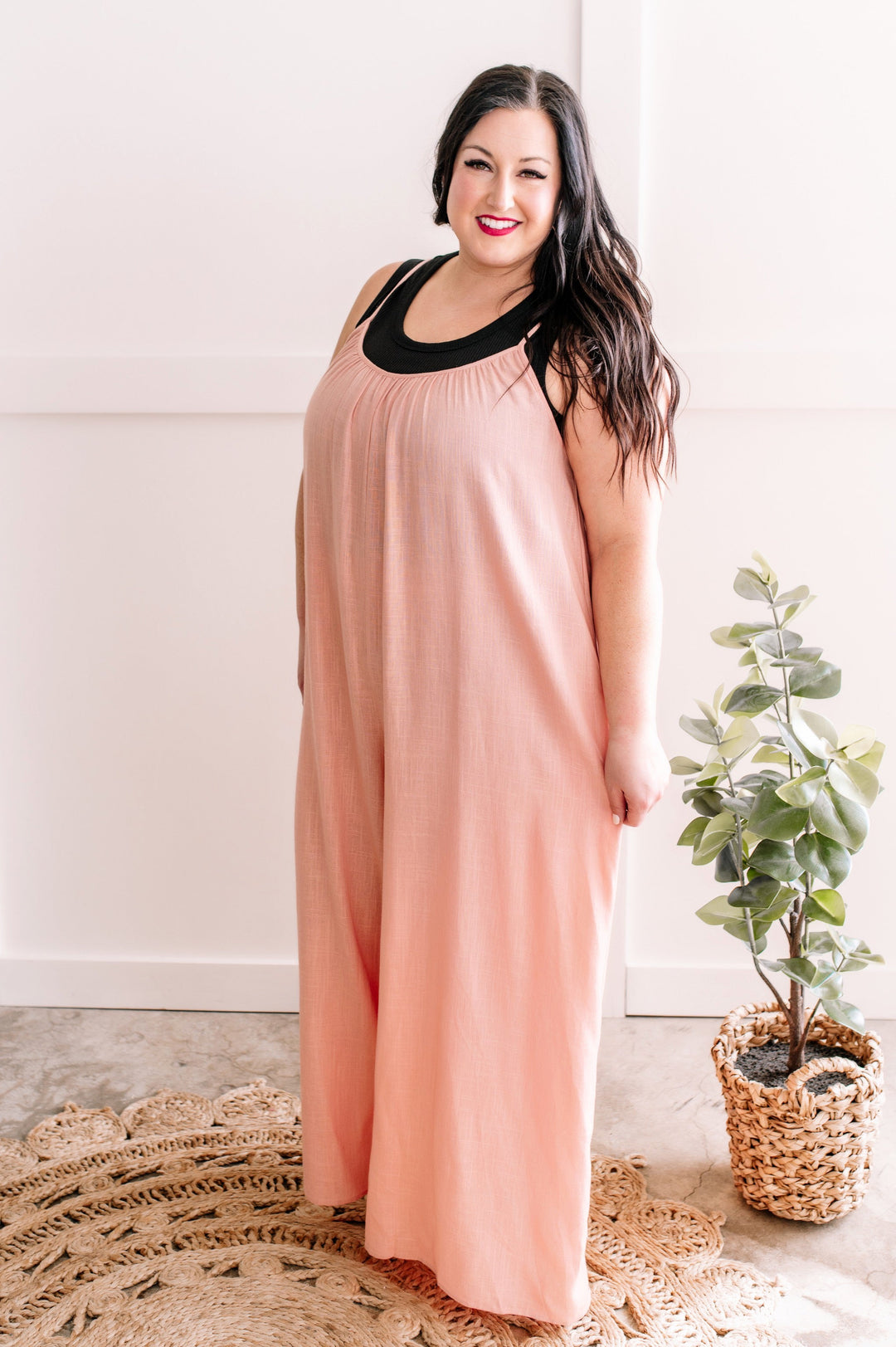 Casual Jumpsuit With Pockets In Natural Blush
