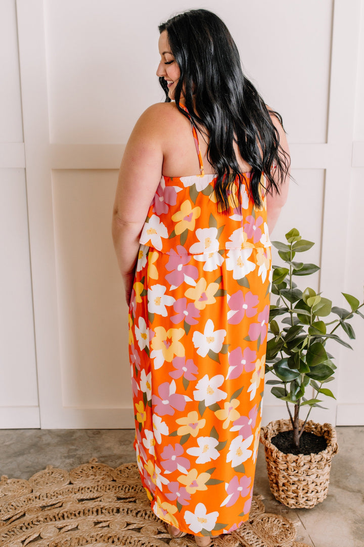 Tulip Hem Maxi Dress In Dreamsicle Summer Florals