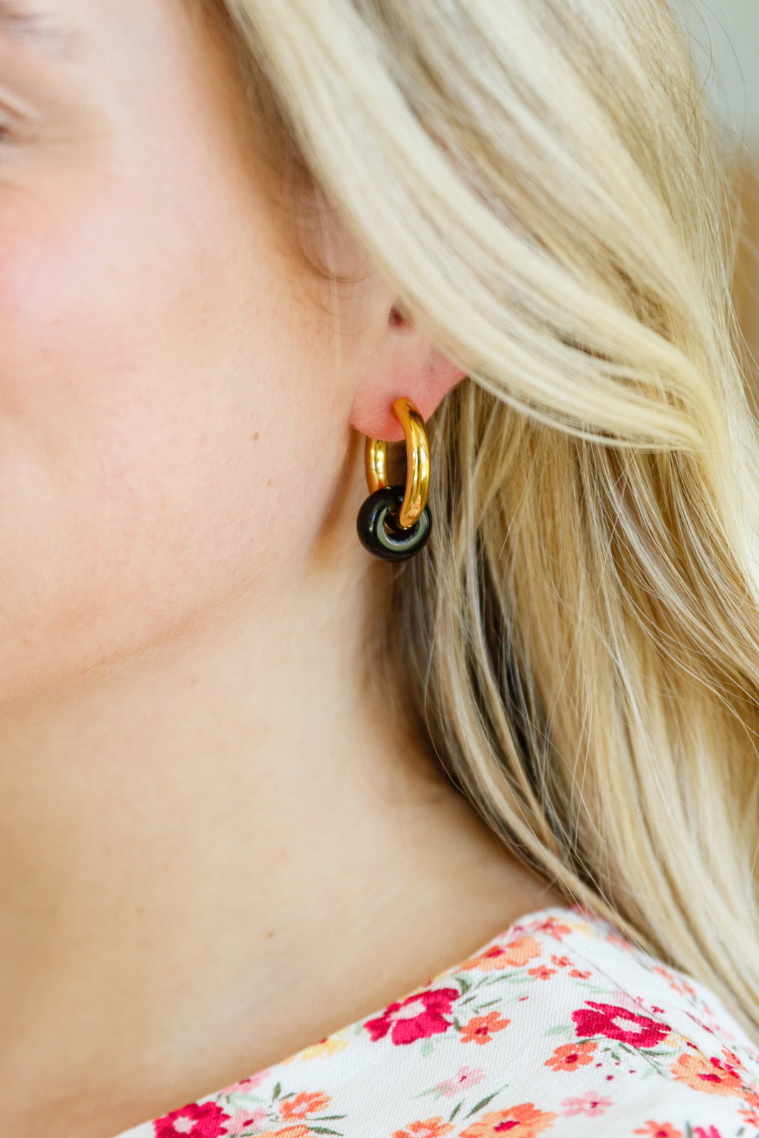 Womens - Dark Drops Beaded Huggie Earrings