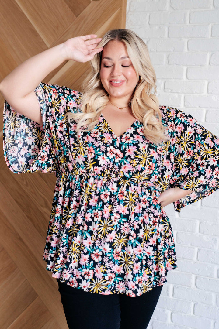 Tops - Dreamer Top In Teal And Pink Floral