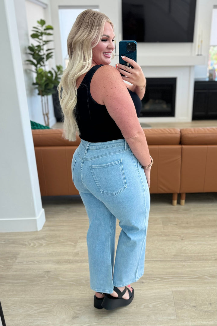 PREORDER: Patch Pocket Wide Leg Jeans in Four Colors