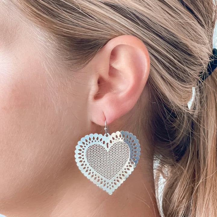 Womens - PREORDER: Filigree Heart Dangle Earrings In Assorted Colors