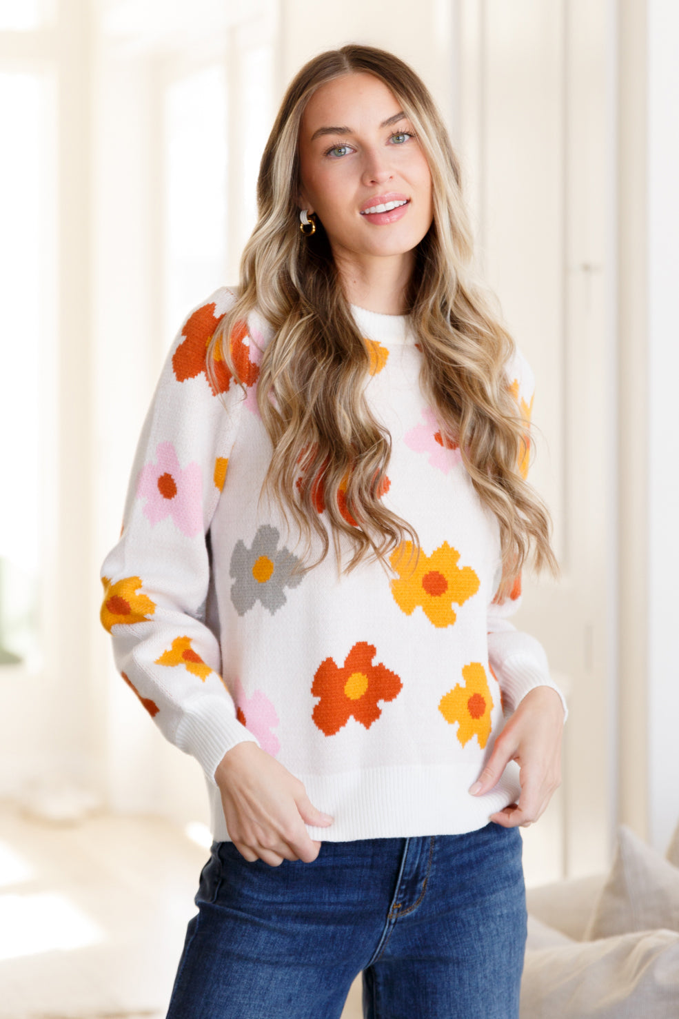 Tops - Falling Flowers Floral Sweater