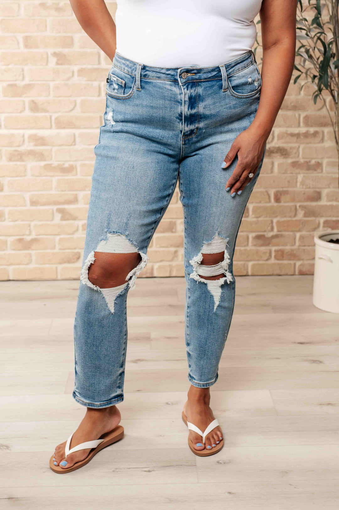 Womens - Frankie High Waist Distressed Boyfriend Jeans