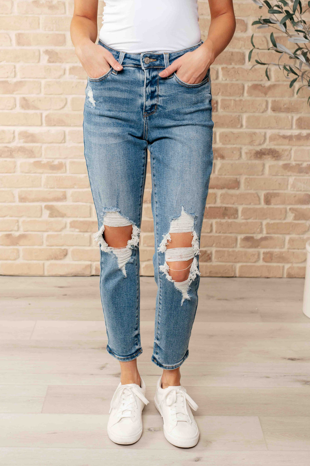 Womens - Frankie High Waist Distressed Boyfriend Jeans