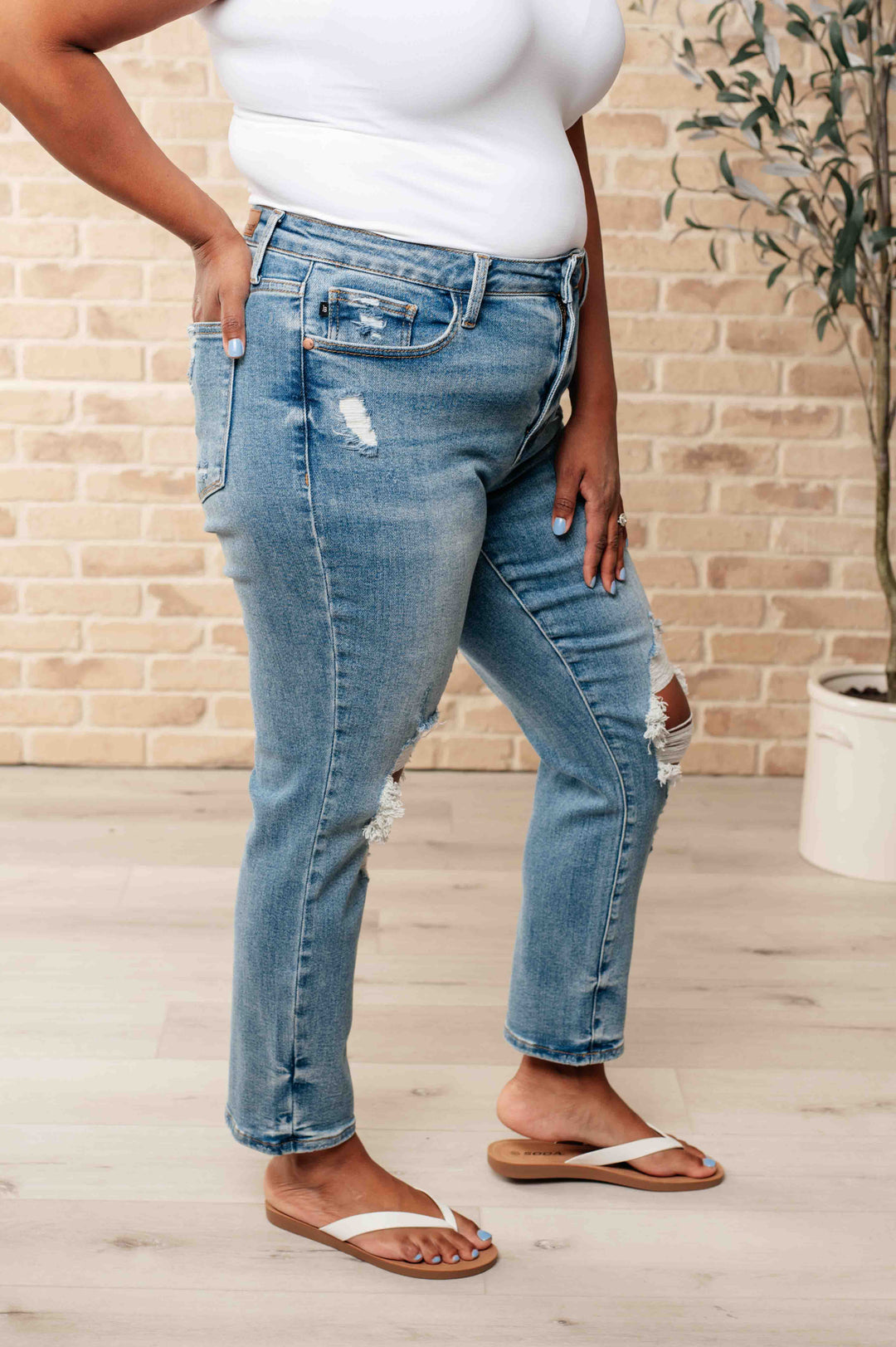 Womens - Frankie High Waist Distressed Boyfriend Jeans