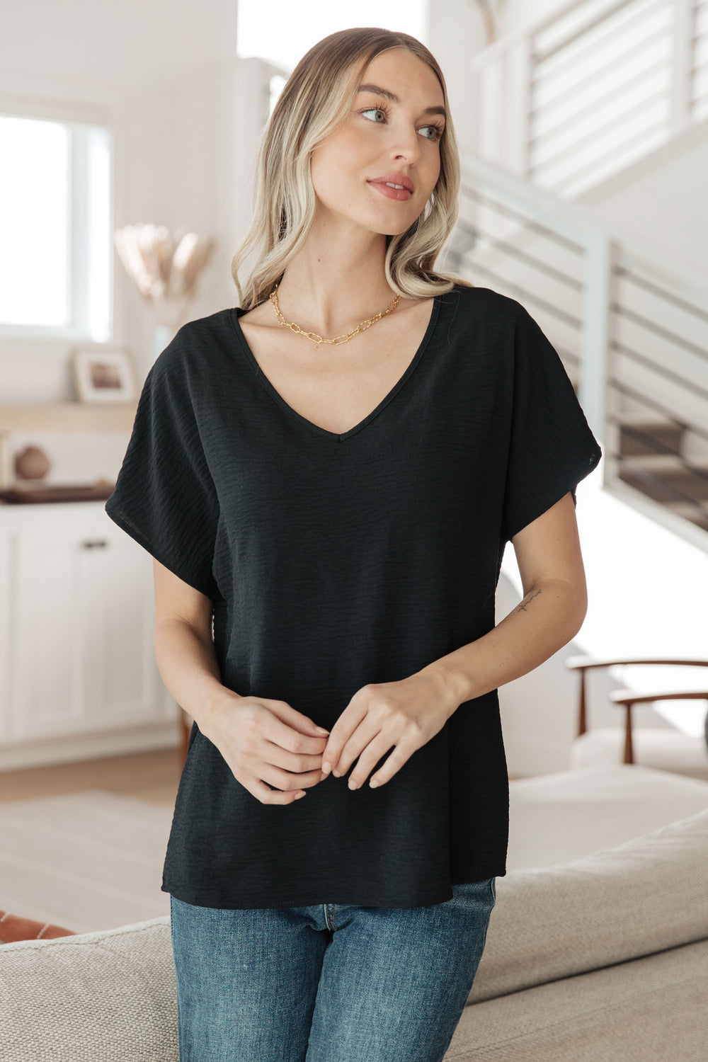 Womens - Frequently Asked Questions V-Neck Top In Black
