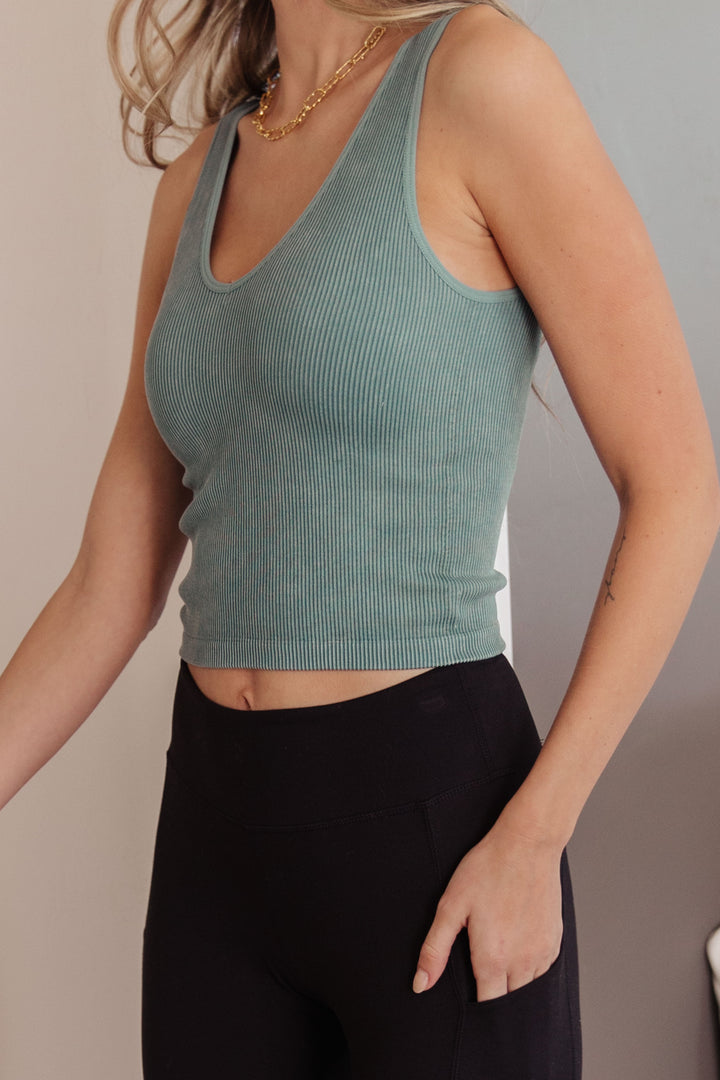 Womens - Fundamentals Ribbed Seamless Reversible Tank In Vintage Blue