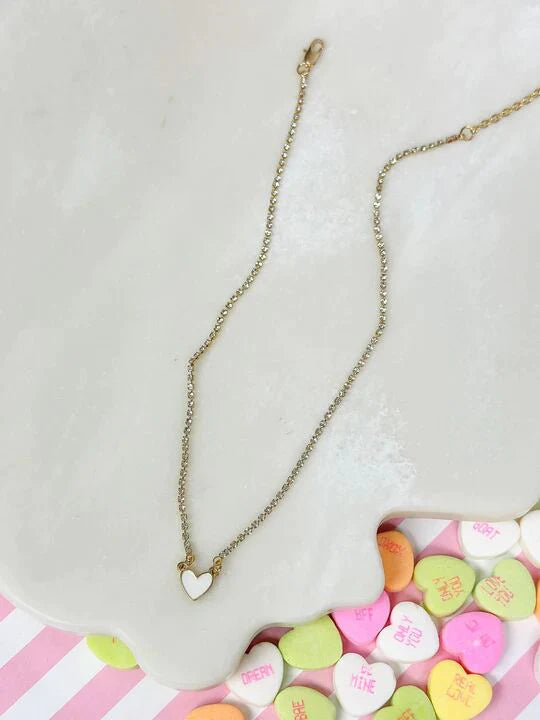 Womens - PREORDER: Glitzy Chain Heart Necklaces In Assorted Colors