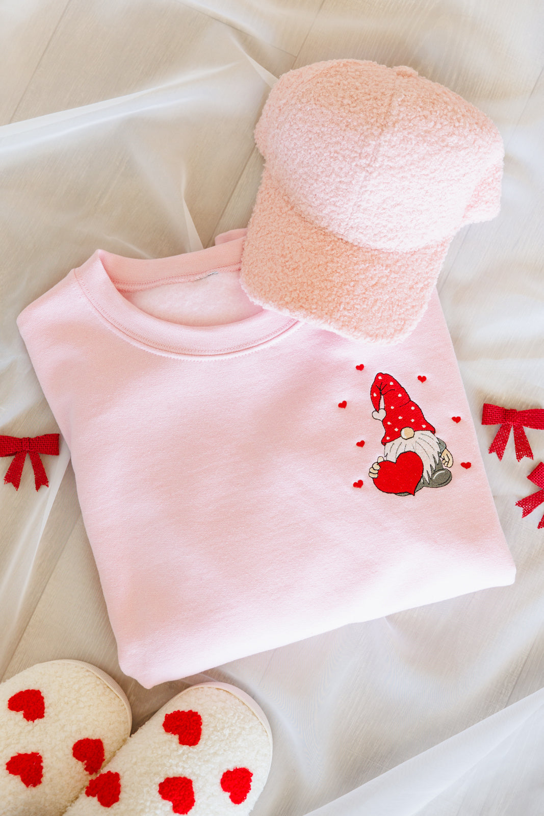 Womens - PREORDER: Valentine Gnome Embroidered Sweatshirt