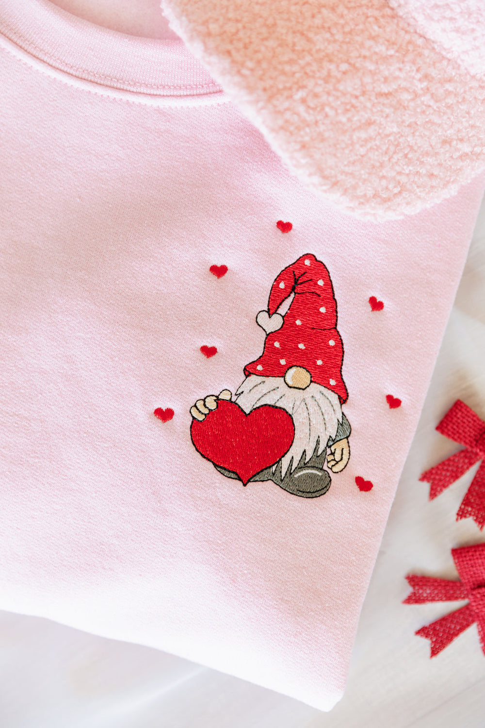 Womens - PREORDER: Valentine Gnome Embroidered Sweatshirt
