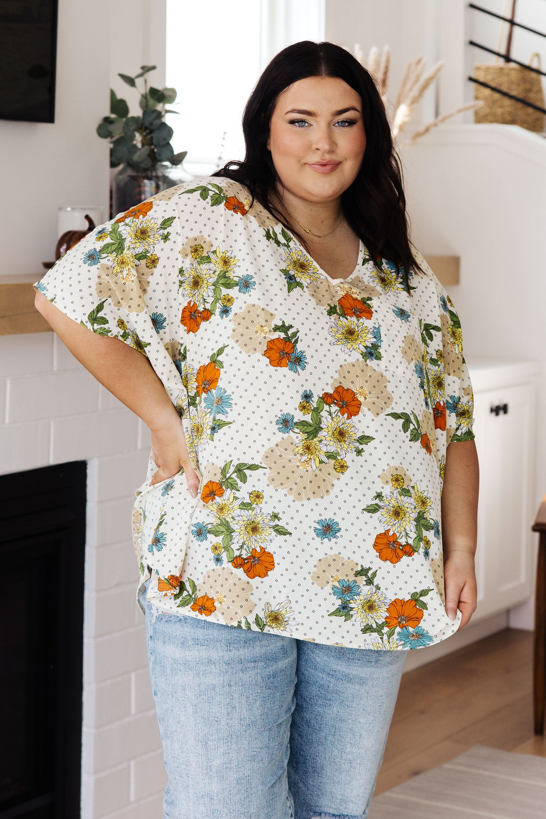 Womens - Good Morning Floral V-Neck Blouse