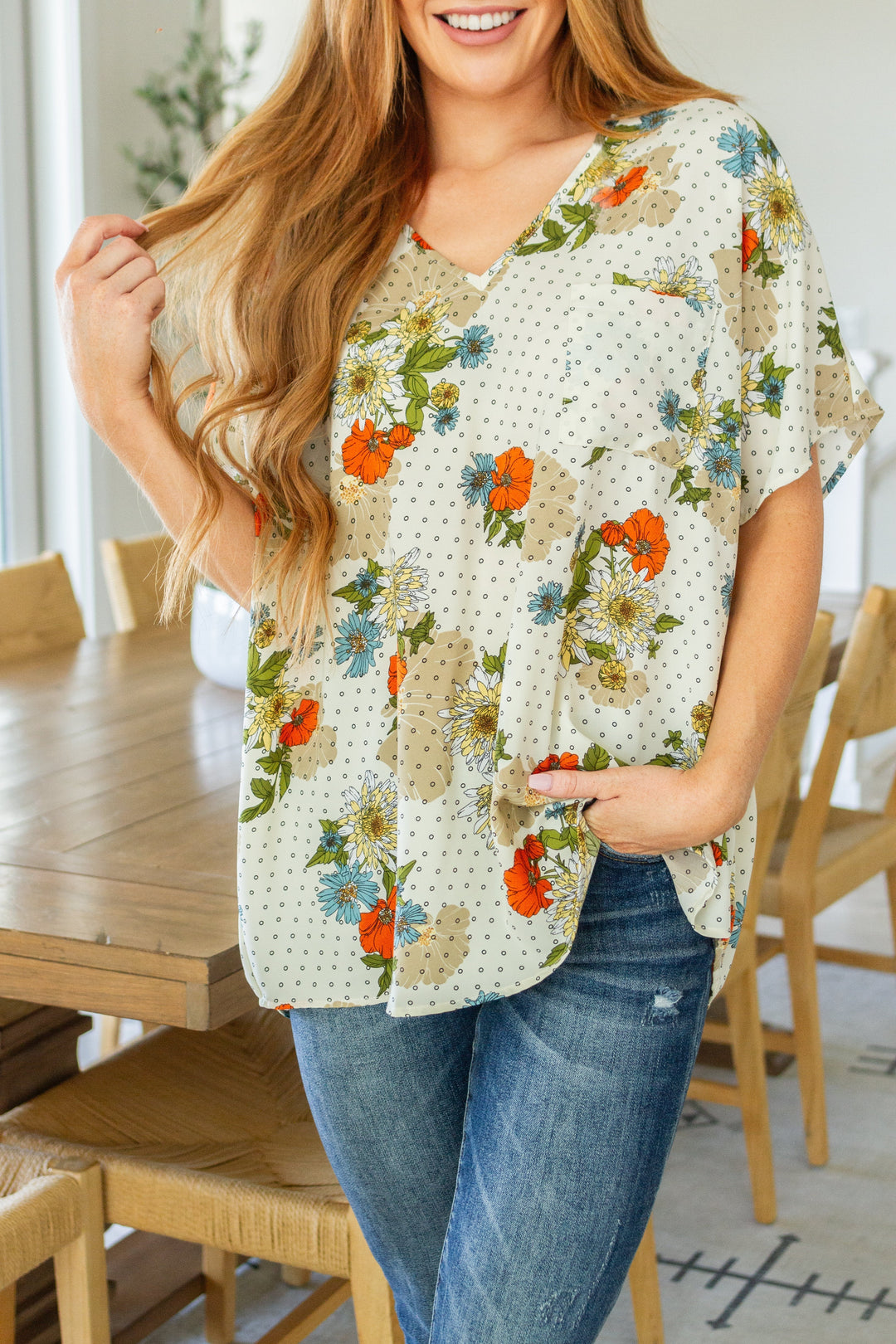 Womens - Good Morning Floral V-Neck Blouse