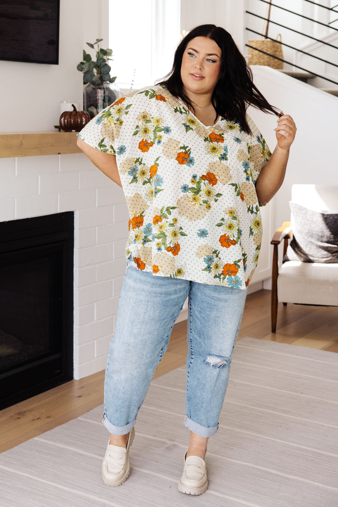 Womens - Good Morning Floral V-Neck Blouse