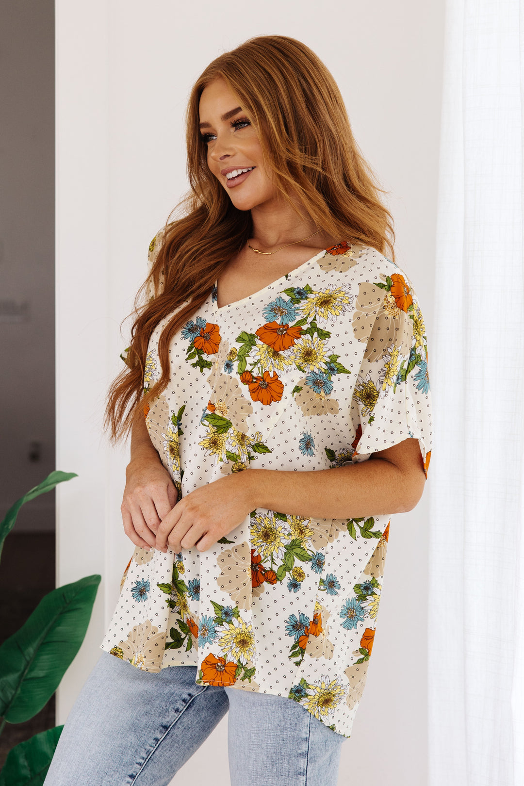 Womens - Good Morning Floral V-Neck Blouse