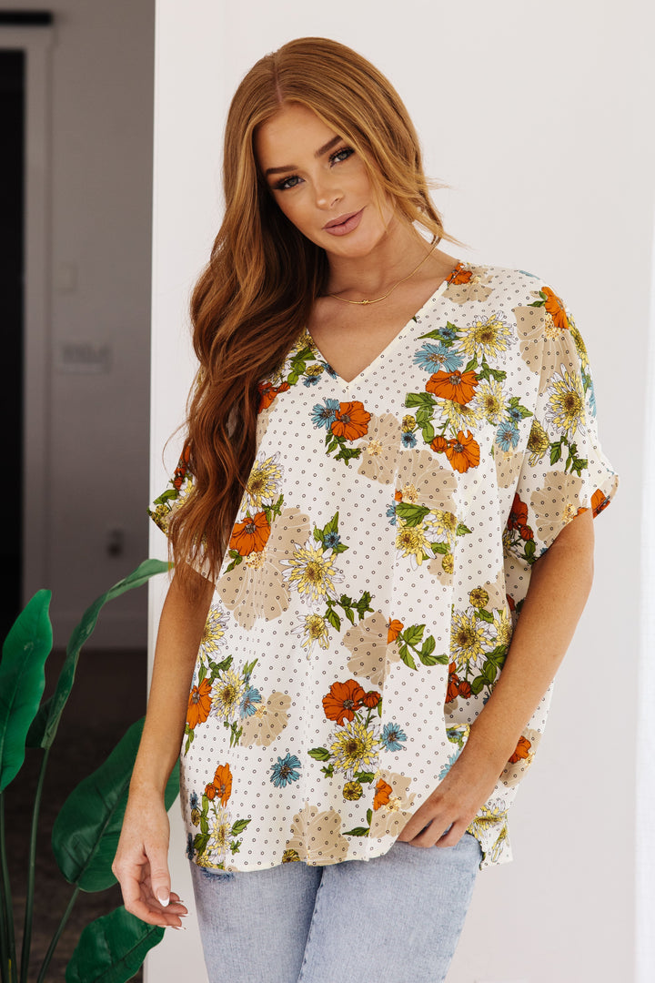 Womens - Good Morning Floral V-Neck Blouse