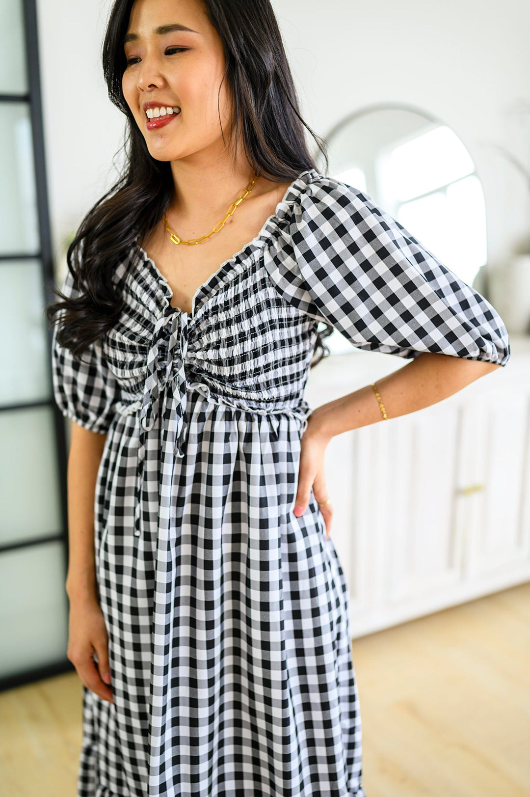 Greenville Gingham Midi Dress