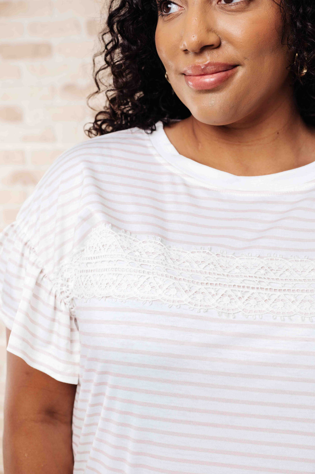 Tops - Hand To Hold Lace Detail Striped Top