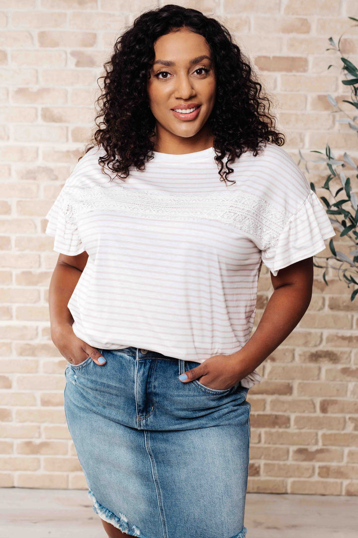 Tops - Hand To Hold Lace Detail Striped Top