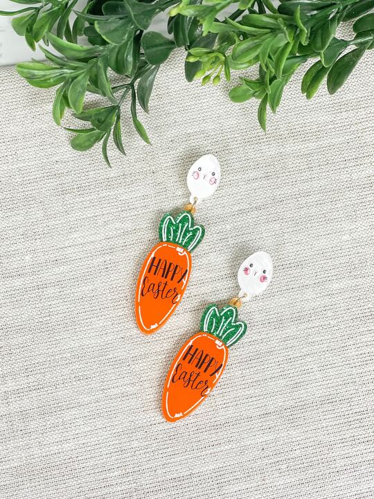 Womens - PREORDER: Happy Easter Carrot Dangle Earrings
