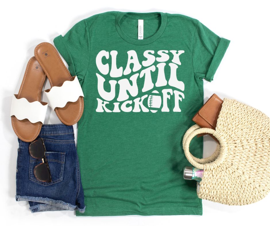 Womens - Classy Until Kickoff Graphic Tee In 10 Colors