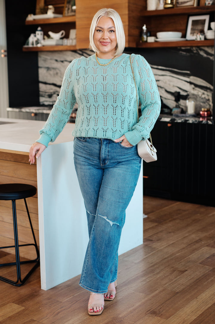 Womens - Hole In One Sheer Pointelle Knit Sweater