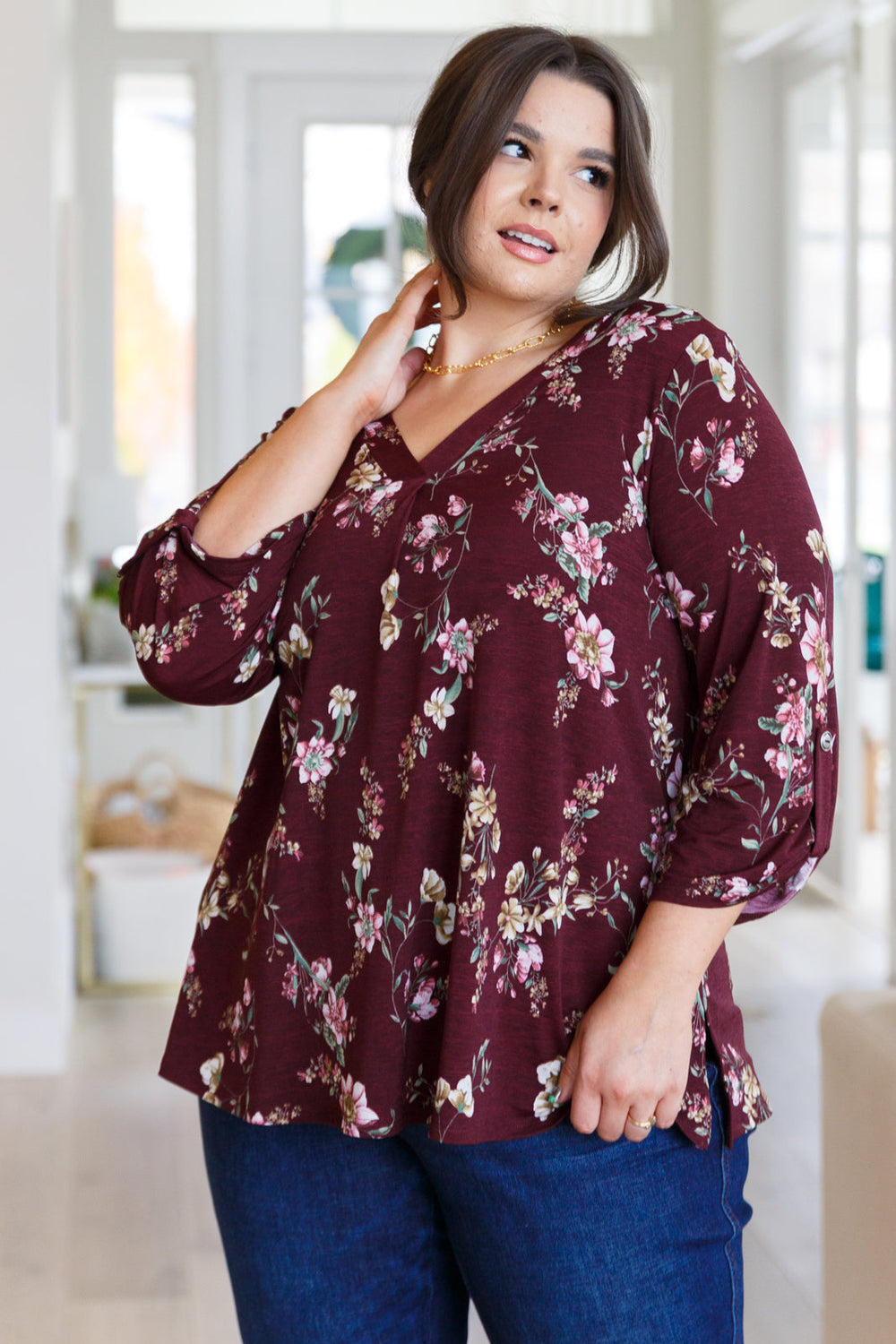 Womens - Hometown Classic Top In Wine Floral