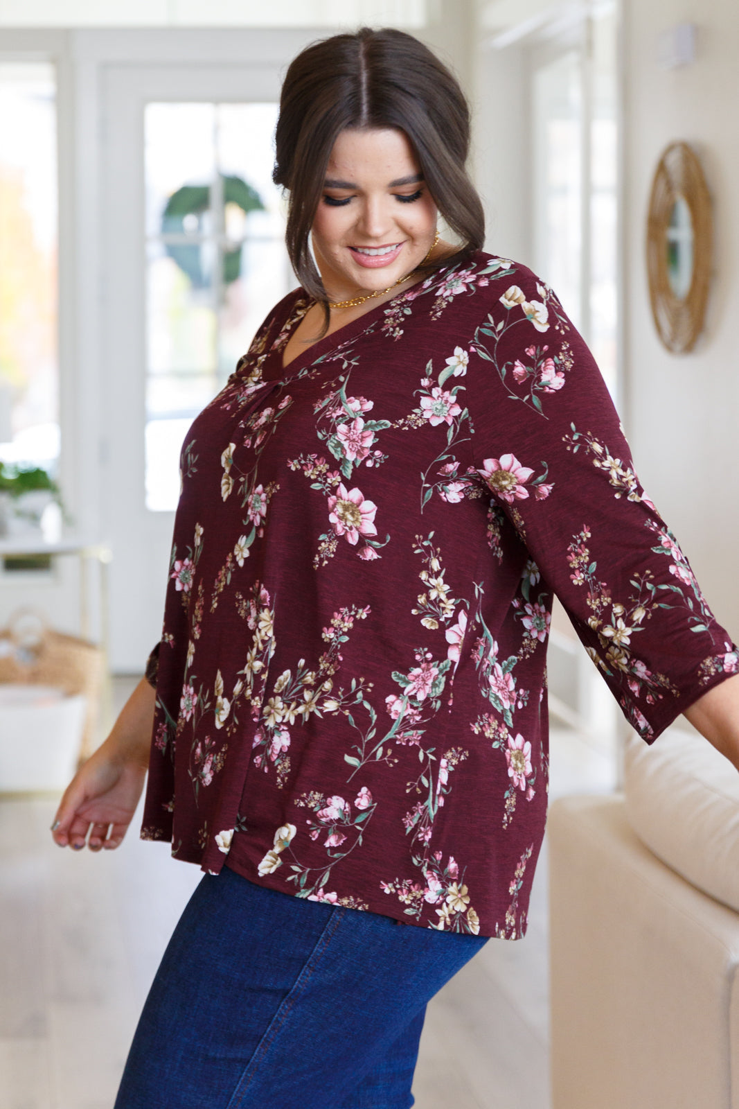 Womens - Hometown Classic Top In Wine Floral