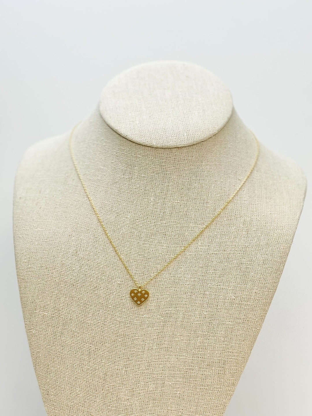 Womens - PREORDER: Crystal-Studded Gold-Dipped Heart Pendant Necklace