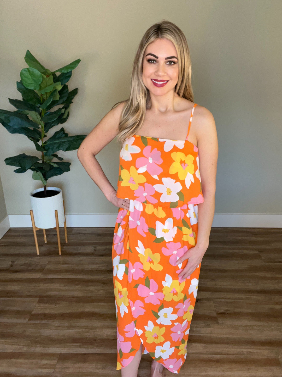 Tulip Hem Maxi Dress In Dreamsicle Summer Florals