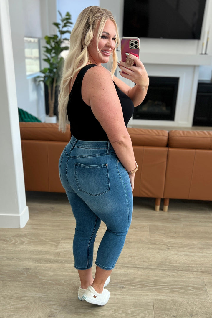 Womens - Emily High Rise Cool Denim Pull On Capri Jeans