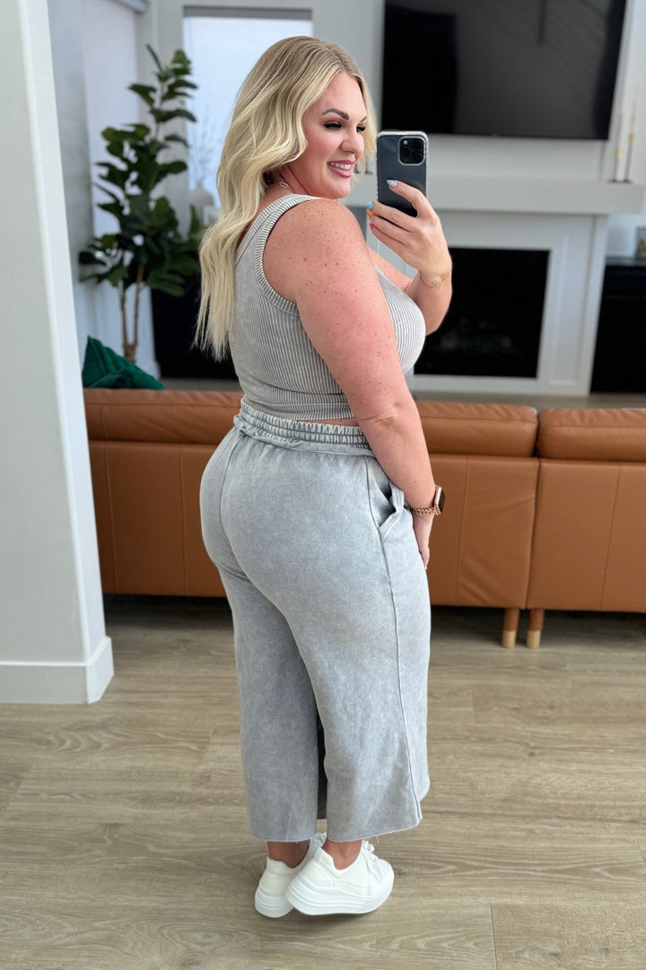 Acid Wash Wide Leg Sweatpants in Ash Sleet-Ever Joy