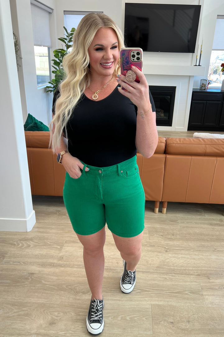 Womens - Jenna High Rise Control Top Cuffed Shorts In Green