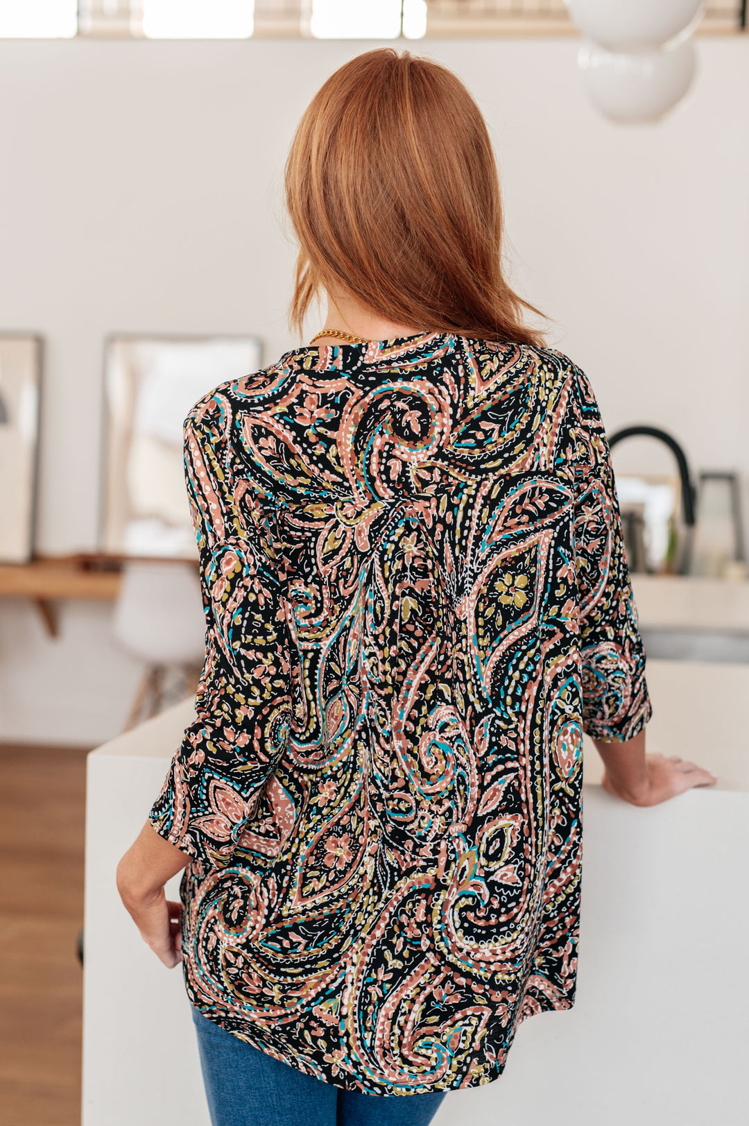 Womens - I Think Different Top Teal Paisley