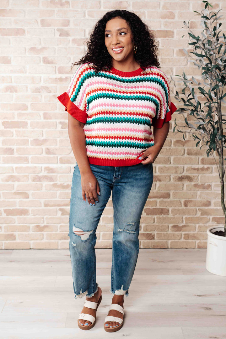 Tops - It's A Go Striped Knit Top