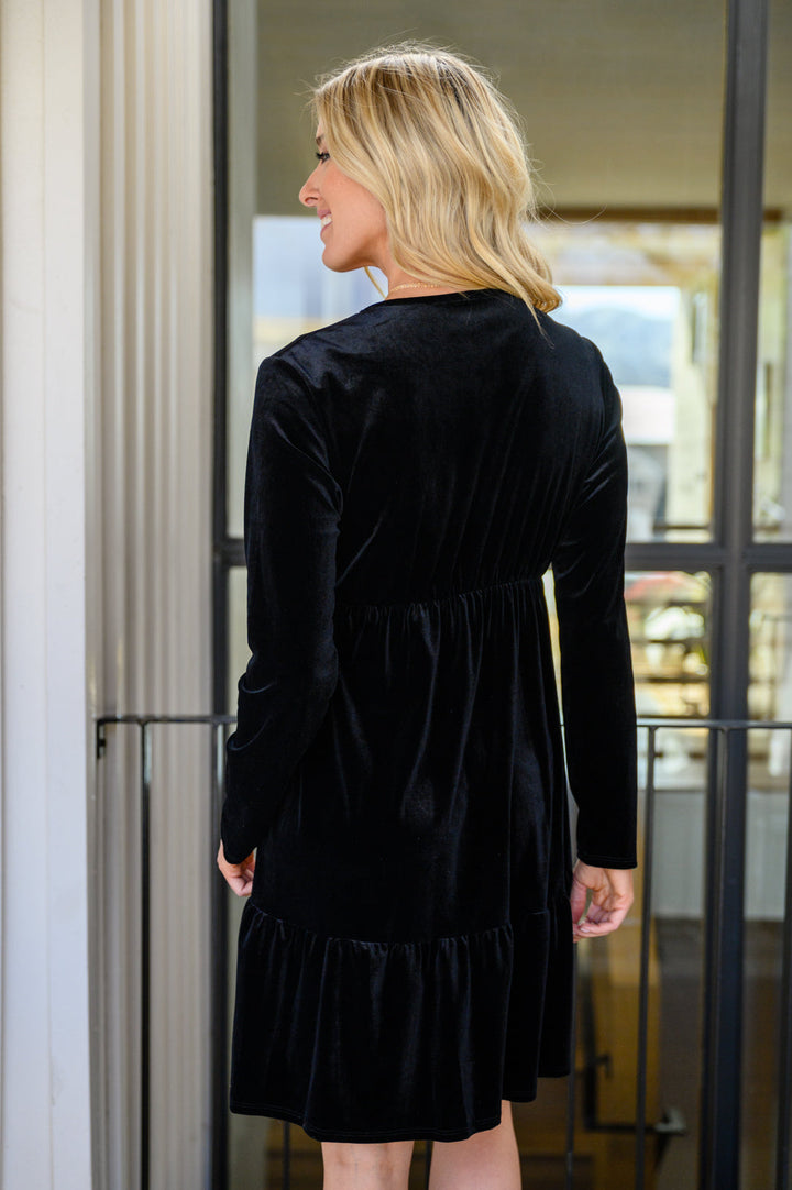 Womens - Jentsyn Velvet V-Neck Dress In Black