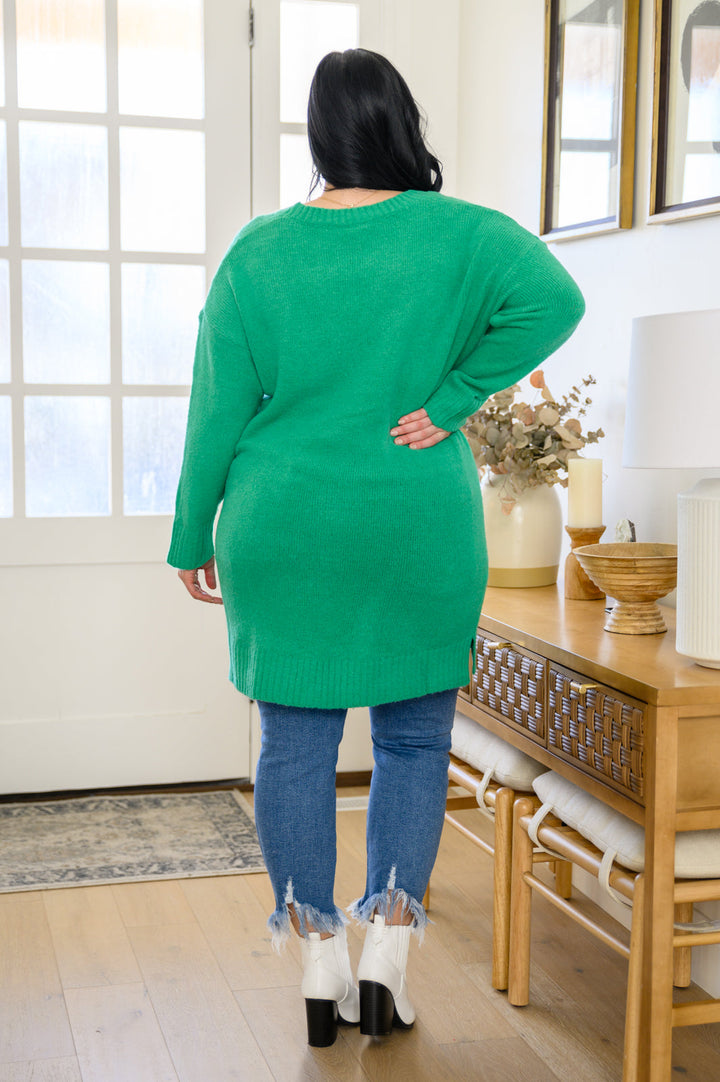 Womens - Joyful Season Sweater Tunic In Green