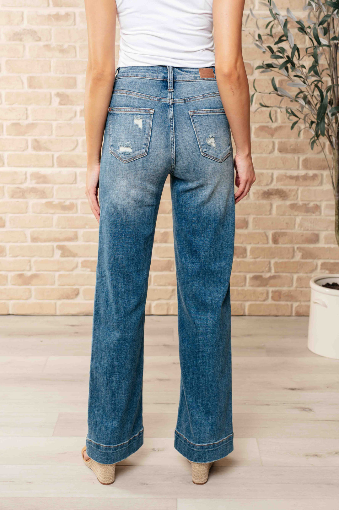 Denim - Katrina High Waist Distressed Denim Trousers