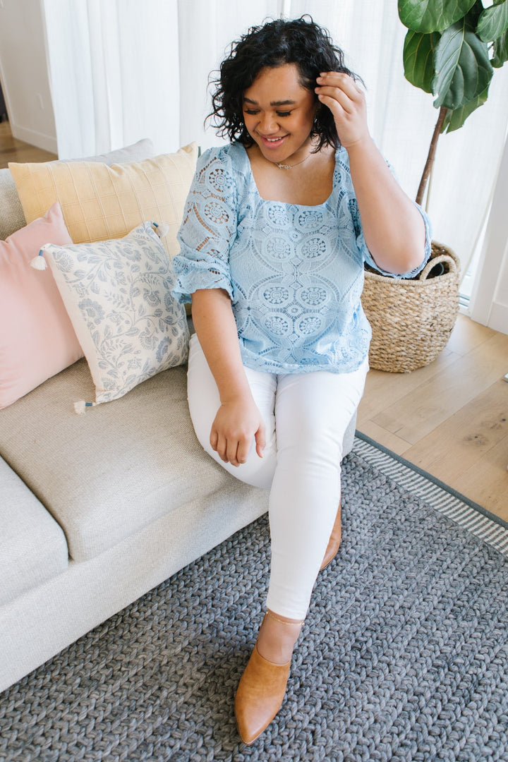 Womens - Lace Surprise Blouse In Blue