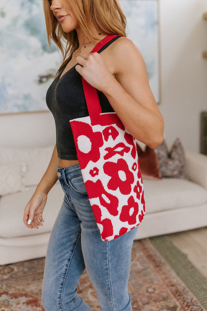 Womens - Lazy Daisy Knit Bag In Red