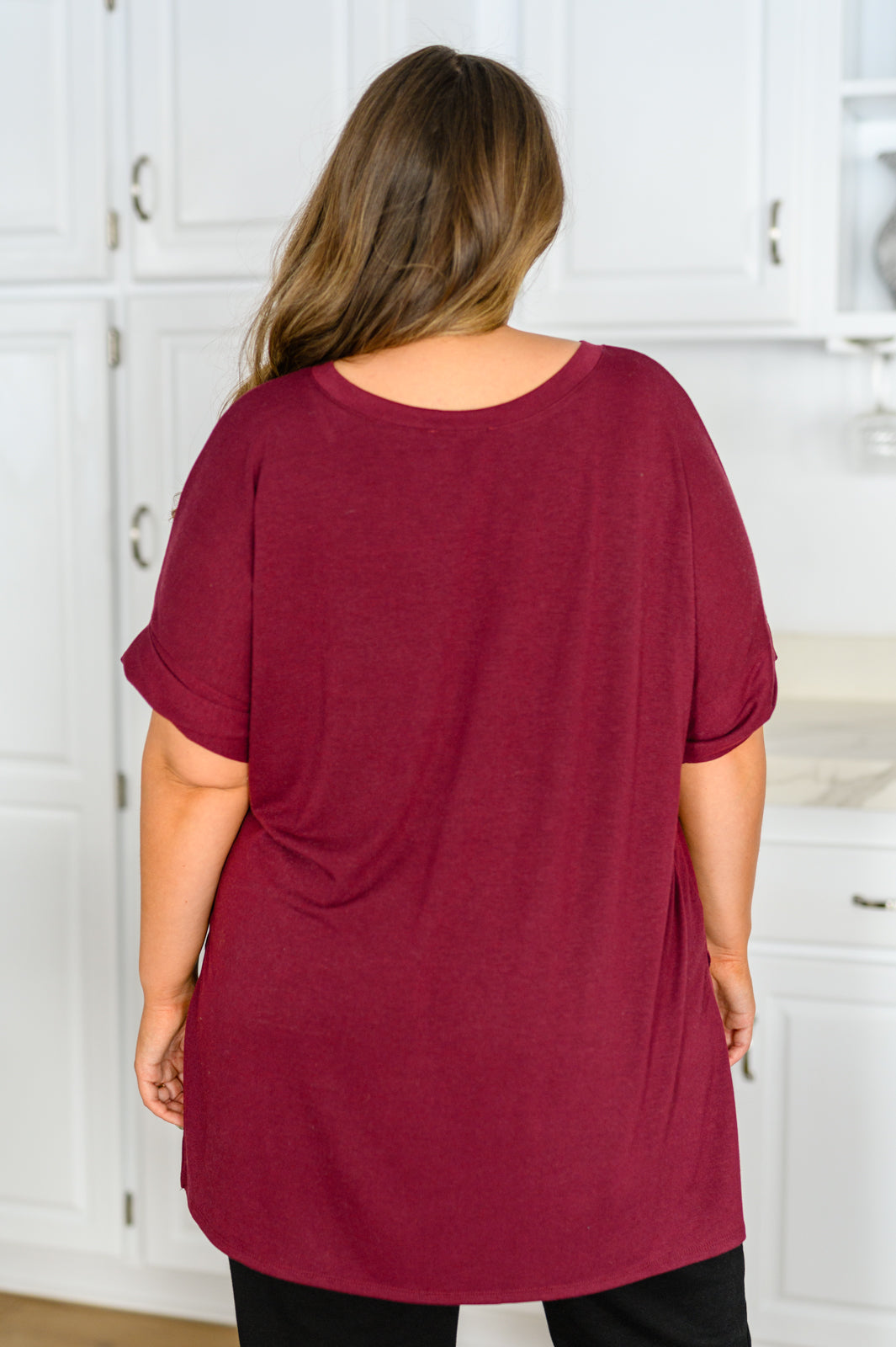 Womens - Let The Days Pass By Short Sleeve Top In Burgundy
