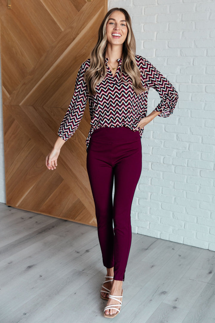 Blouses - Lizzy Top In Magenta And Black Chevron